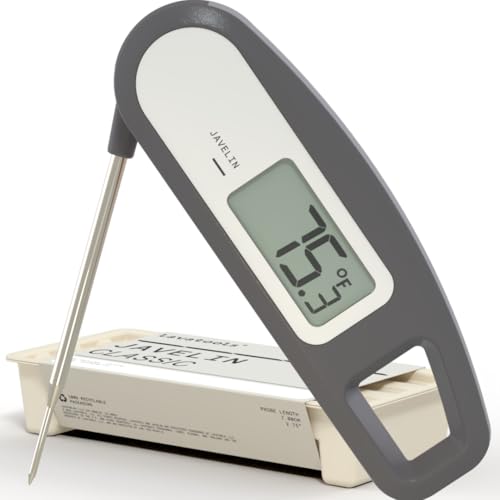 Lavatools Javelinยฎ Ultra-Fast 3-Second Digital Instant Read Meat Thermometer for Grill and Cooking, 2.75" Probe, Compact Foldable Design, Large Display, IP65 Water Resistant, NSF Certified โ Sesame