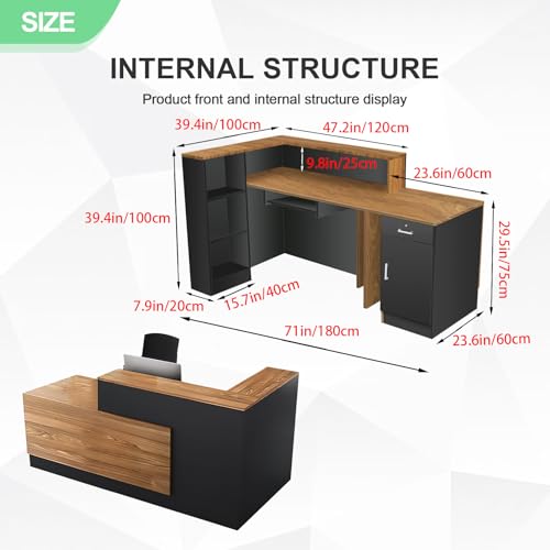 Minimalist Modern Reception Desk - Front Desk Reception Counter for Hotel, Clothing Store Cashier, L-Shaped Office Checkout, Contemporary Receptionist Station (A,Left 71in) ZGTYYSDZ