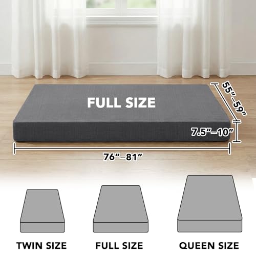 FantasDecor Full Futon Mattress Cover for Traditional Japanese Futon Mattress, Floor Mattress Cover with Zipper Sofa Bed Protector Machine Washable, Full Size, Grey FantasDecor
