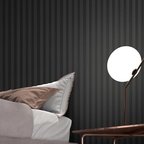 INNO STICKERS 6-Piece WPC Acoustic Slat Wall Panel for Modern Interior Decor, 94.5” x 6.5” 3D Wood Slat Wall Paneling for Living Room, Charcoal, 25.6 Sq.Ft INNO STICKERS