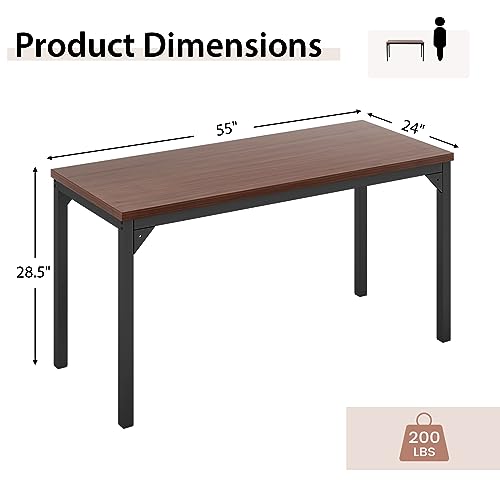 COSTWAY Conference Table Set of 6, 55” x 24” Large Meeting Room Table W/Heavy Duty Steel Frame, 4.5FT Modern Computer Desk for Home, Office, Conference Room, Easy Assembly (6) COSTWAY