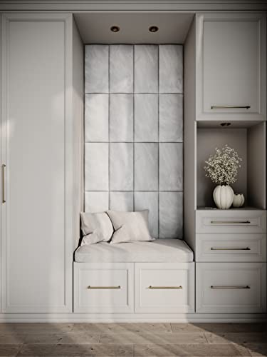 (4 Pack) Velvet Headboard Upholstered Soft Decorative Wall Panels | Padded Boards | Cladded Decor Anti-Collision | Acoustic and Soundproof Treatment | (White (2247), 10"x20" (25x50cm)) ua-acoustics