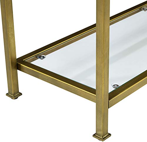Crosley Furniture Aimee Sofa Console Table with Storage Shelves for Hall, Entryway, or Living Room, Gold and Glass Crosley Furniture