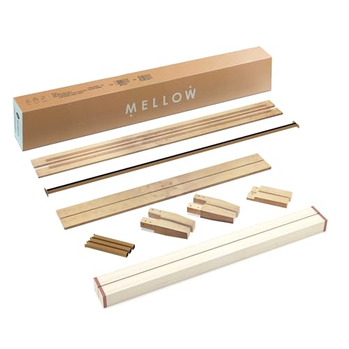 Mellow Naturalista Classic 12 Inch Solid Wood Platform Bed with Wooden Slats, Queen, White Wash Mellow