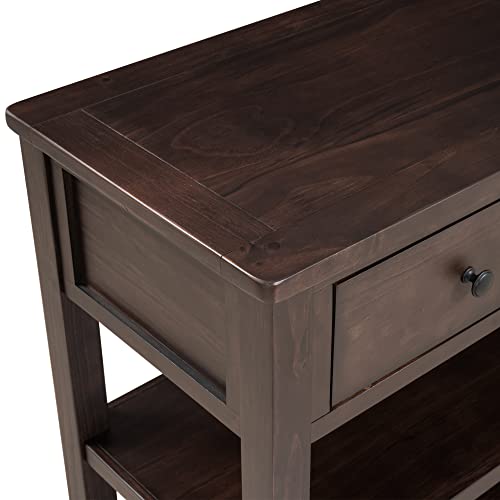 Bellemave Solid Wood Console Table with Drawers, Retro Entryway Table with 3 Drawers and 2 Open Storage Shelves, Narrow Long Sofa Table, Behind Couch Table for Living Room, Foyer and Hallway, Espresso Bellemave