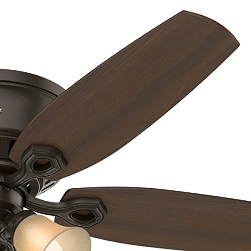 Hunter Fan Company Indoor 53327 52" Builder Low Profile Ceiling Fan with Light, 52 inch, New Bronze finish Hunter