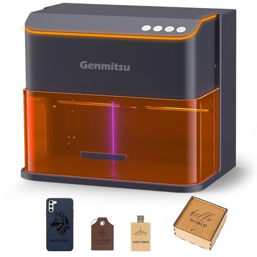 Genmitsu Kintix Laser Engraver 5W 5000mW, 90000mm/min Ultra Fast Galvo Laser with Auto-Lifting, 200x100mm Large Area for Jewelry, Metal, Wood, Compatible with LightBurn, APP Supported, Class 1 Safety Genmitsu