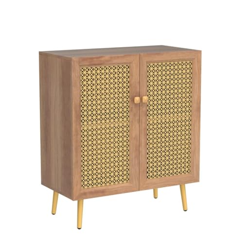 EDYO LIVING 31" Rustic Sideboard Buffet Cabinet with Metal Grid Decorated, Wood Accent Storage Credenza Cabinet, Console Table for Living Room, Hallway, Dining Room, Kitchen, Rustic Oak EDYO LIVING