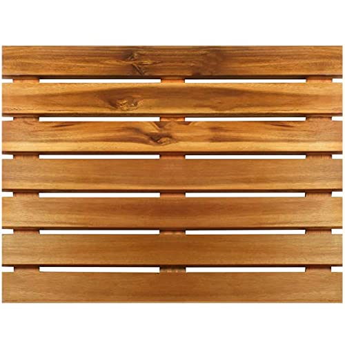 Villa Acacia Wooden Bath Mats -23 x 23 Inch Acacia Wood Indoor or Outdoor Shower Mats - Slated Platform Wood Shower Mat for Floor Thirteen Chefs
