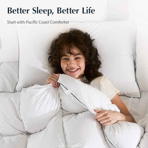 Pacific Coast Premium Goose Down Fiber Comforter King Size, 420TC 100% Australian Cotton Shell, All-Season Comforter with Hidden Baffle Box & Double-Stitched Piping (106"x90") Pacific Coast