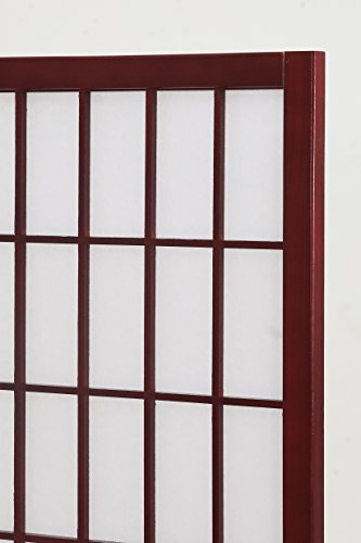Roundhill Furniture Oriental Shoji 4 Panel Screen Room Divider, Cherry Roundhill Furniture