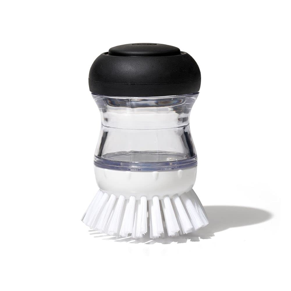 OXO Good Grips Soap Dispensing Palm Brush, Black/Clear/White OXO
