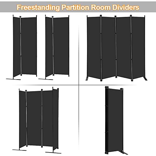 MAYOLIAH 4 Panel Room Divider Screen 6Ft Tall Foldable Privacy Dividers Indoor Wall Partition Room Separator Black MAYOLIAH