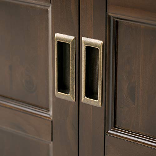 SIMPLIHOME Burlington SOLID WOOD 30 inch Wide Transitional Low Storage Cabinet in Mahogany Brown for the Living Room, Entryway and Family Room SIMPLIHOME