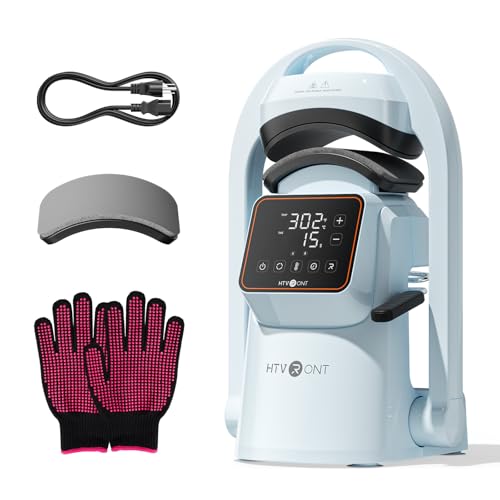 HTVRONT Auto Hat Press Machine - Hat Heat Press Machine with Precise Temp&Timer Control, Hat Heat Press Machine for Caps with 2 Platens, Compatible with DTF Film, Embroidery, Sublimation (Blue) HTVRONT