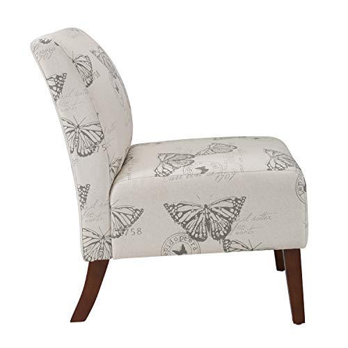 Linon Butterfly, Dark Espresso Linen Lily Chair, 21.5" W x 29.5" D x 31.5" H Linon