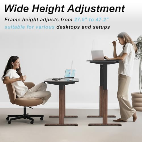 ERGO COLLECT Dual Motor Standing Desk Frame with Oval Legs, Electric Adjustable Sit Stand Desk Base for up to 70.8"x31.5" Table Tops, Sturdy Computer Desk Frame for Home Office Workstation (Walnut) ERGO COLLECT