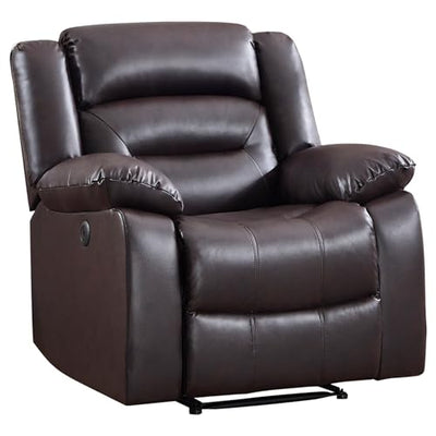 EBELLO Classic Power Recliner Chair, Faux Leather Oversized Electric Overstuffed Chair with Soft Cushion and Back, Sofa with Comfortable Armchair for Living Room, Brown