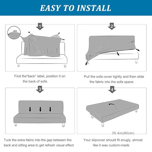 PU Leather Armless Sofa Cover Waterproof Futon Covers Full Size Furniture Protector Sofa Bed Slipcovers for Living Room Brown Small Generic