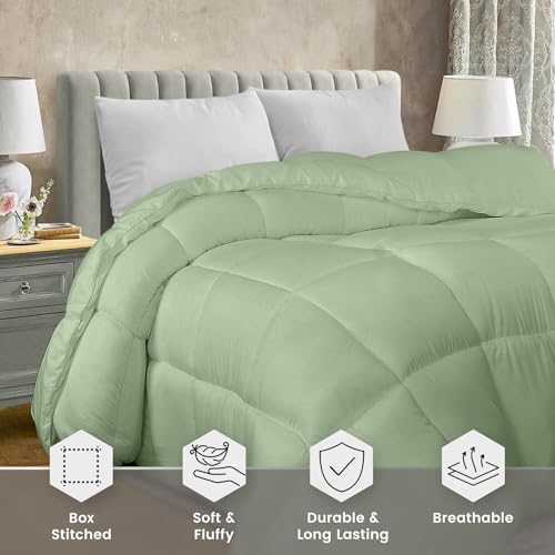 Utopia Bedding Comforter Duvet Insert, Quilted Comforter with Corner Tabs, Box Stitched Down Alternative Comforters Queen Size (Sage Green) Utopia Bedding