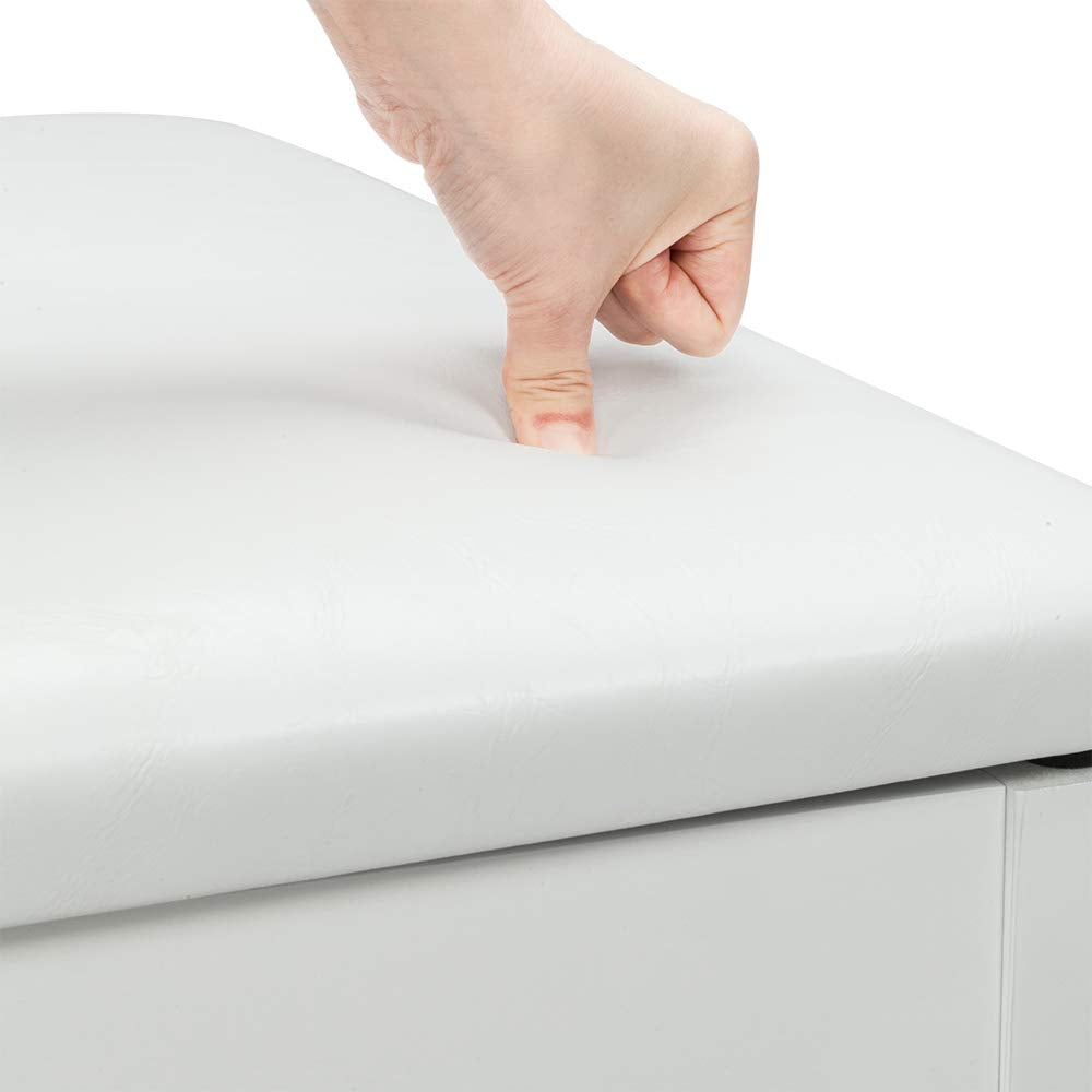 Bonnlo White Duet Piano Bench Wooden Keyboard Bench with Storage and Padded Cushion Bonnlo