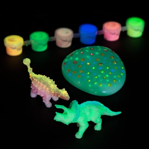 Fun Express DIY Glow in The Dark Dinosaur Sculpture and Rock Painting Kit for Kids, All in One Kids Craft Kit, Birthday and Everday Gifts, Great for Creative Acitivity for Home and School Fun Express