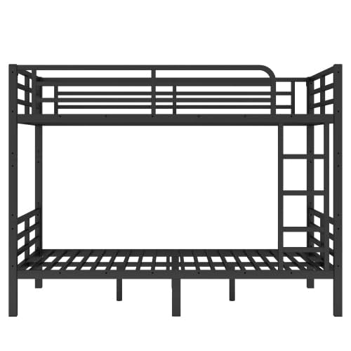 HKOLIE Full XL over Full XL Bunk Bed, Metal Bunk Bed Frame Heavy Duty Bunk Beds Loft Bed Frame with Ladder and Guardrail Metal Slats No Box Spring Required for Adults Teens (Full XL over Full XL Size) HKOLIE