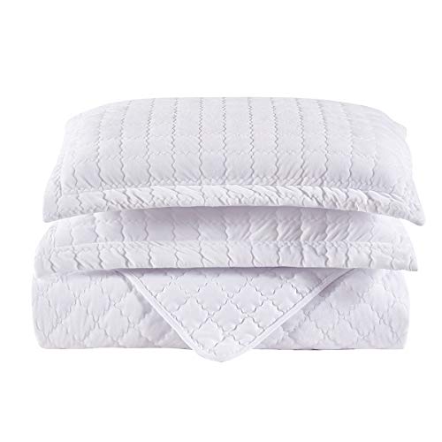 Royal Hotel Bedding Plush Velvet Queen Size Quilt, White 92x96 Inches Coverlet 3pc Set, Oversized Luxury 100% Velvet Quilt Queen White Royal Hotel Bedding