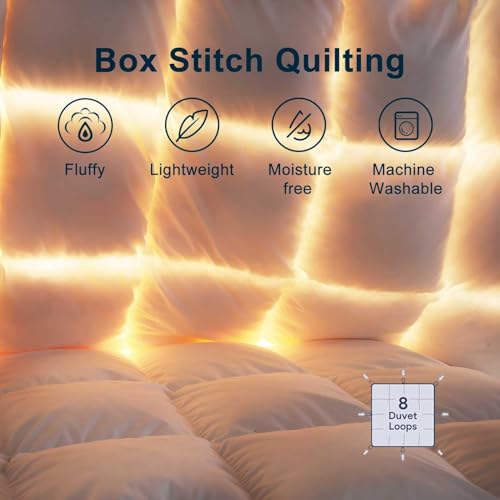 Feather Down Comforter King Size, All Season Duvet Insert, Hotel Luxury Bedding Comforter Cozy Ultra Soft Medium Warmth Duvet Insert with 8 Corner Tabs White 106 x 90 Inch Mosluna