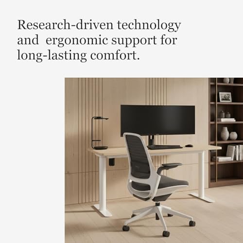 Steelcase Series 1 Office Chair - Ergonomic Work Chair with Wheels for Carpet - Helps Support Productivity - Weight-Activated Controls, Back Supports & Arm Support - Easy Assembly - Graphite, Light Steelcase