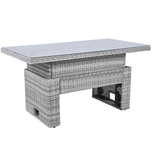 YOPTO 8-Piece Outdoor Furniture Couch Set,Rattan Patio Conversation Sectional Sofa Set with Adjustable Table,Recliners W/Extendable Side Tables & 2 Movable Ottomans,for Patio,Lawn,Backyard,Pool,Beige YOPTO