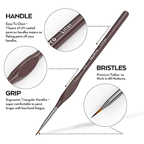Nicpro Micro Detail Paint Brush Set,15 Small Professional Artist Miniature Fine Detail Brushes for Art Watercolor Oil Acrylic,Craft Models Rock Painting Citadel & Paint by Number -Come with Holder Nicpro
