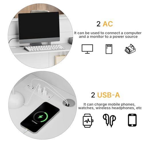 ZIMASYA Modern Reception Desk with Counter,55 Inch Front Desk Reception Counter with LED Lights,Built-in Outlets USB Charging Ports,Lockable Drawers for Office Salon Retail Store White