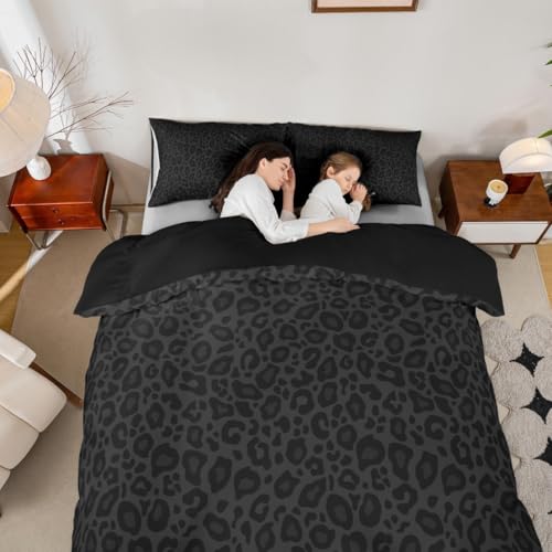 Castle Fairy Wild Animal Skin Print Bedding Set King Size,African Cheetah Wildlife Duvet Cover for Teens Adults,Leopard Print Comforter Cover Decorative Room,No Comforter Castle Fairy