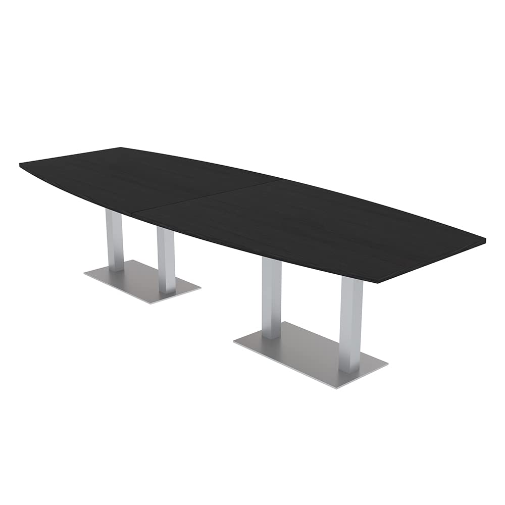 SKUTCHI DESIGNS INC. 10 Person Modular Conference Table with Metal Bases | Boat Shaped | Harmony Series | 10' | Black Cypress SKUTCHI DESIGNS INC.