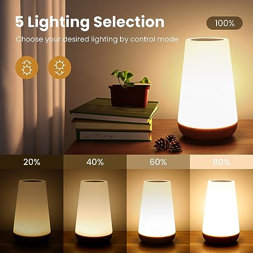THAUSDAS Night Light, Dimmable Touch Lamp for Bedroom, Portable Table Bedside Lamp, 5 Brightness 13 RGB Colors, Night Lights for Baby Nursery Bathroom THAUSDAS