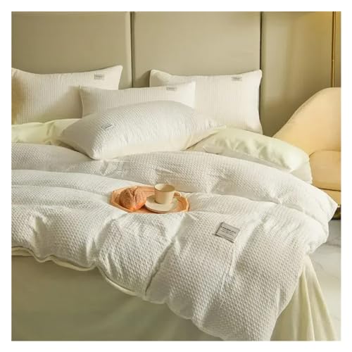 YUSIWOAL Bedding Set, Fabric Duvet Cover Set Solid Color Warm Plush Bed Cover Set Single Double King Size Quilt Cover,Summer Duvet Cover sets(C,King) YUSIWOAL
