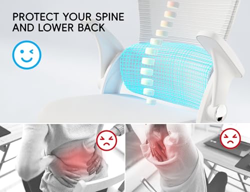 TRALT Office Chair - Ergonomic Office Chair with Back Support, Home Office Desk Chairs, Comfy Desk Chair, Computer Chair, 330lbs Wide Seat Big and Tall Office Chairs for Gamers(White) TRALT