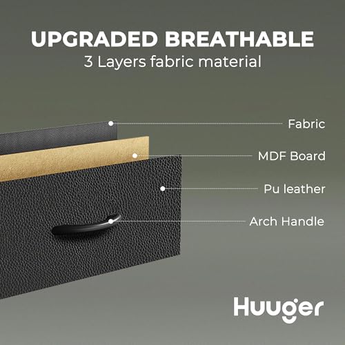 Huuger TV Stand for 65 70 Inch TV, Entertainment Center with Power Outlets and LED Lights, TV Console for Living Room, Media Console with Drawers and Shelves, Black Huuger