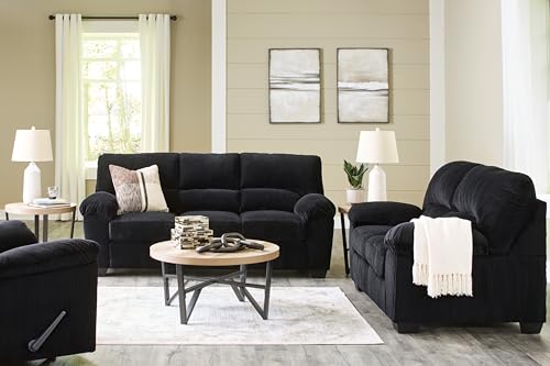 Signature Design by Ashley SimpleJoy Modern Loveseat for Living Room, Black Signature Design by Ashley