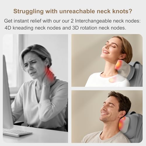 Rainwolf Shiatsu Neck and Back Massage Cushion with Heat - 4D Deep Tissue Kneading Full-Back Massager for Relief Stress, Adjustable Intensity & Height, for Office Chair & Home Rainwolf