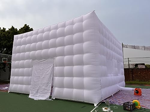 Vinfgoes Portable Large White Inflatable Party Tent Night Club Room House Marquee Air Cube Tent with Wall Washer Light for Wedding Party Events (26.2x26.2x16.4ft) Vinfgoes