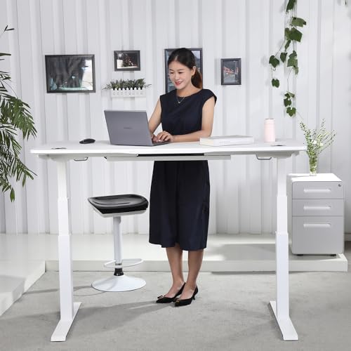ApexDesk K Series Desk Base 3 Stage with Dual Motor Electric Adjustable Standing Desk Base Electric for Home and Office Width and Height Adjustable (White Frame only) ApexDesk