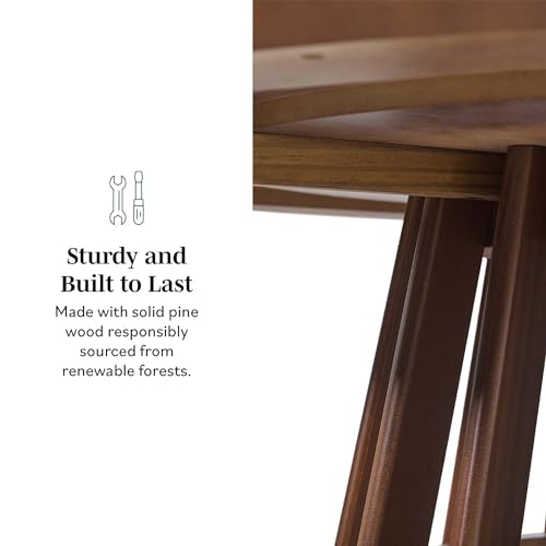 Walker Edison Scandinavian Slatted Wood Pedestal Base Dining Table, 48 Inch, Brown Walker Edison