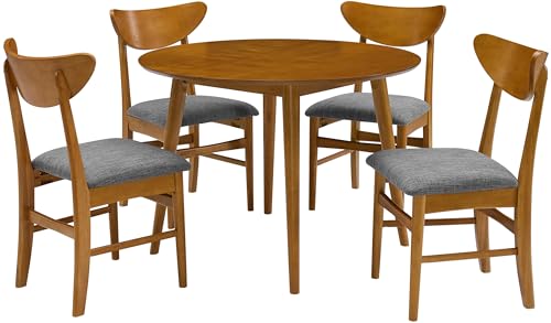 Crosley Furniture Landon 5-Piece Mid Century Round Dining Table Set for 4, Acorn Crosley Furniture