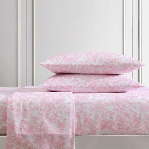 Betsey Johnson - Twin Size Sheet Set, Ultra-Soft Bedding with Smooth & Silky Feel, Deep Pockets, Bed Sheets with Matching Fitted Sheet & Pillowcases (Fairytale Floral Pink) Betsey Johnson