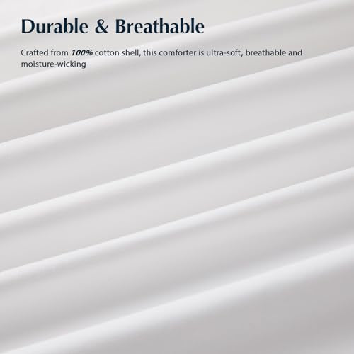 Pacific Coast Goose Feather Down Comforters Twin Size, 100% Cotton Extra Fluffy White Duvet Insert, Soft, Breathable, All Season Hotel Luxury Bedding Comforters, 8 Corner & Center Loops (68"x90") Pacific Coast