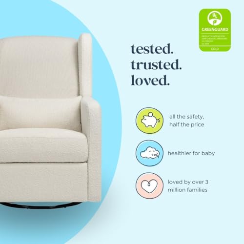 Davinci Carter’s Arlo 270° Swivel Rocker Recliner Chair - GREENGUARD Gold, FSC & Certi-PUR US Certified - Ultra Comfy Nursery Glider Recliner - Glider Rocking Chair for Nursery and Living Room, Ivory DaVinci