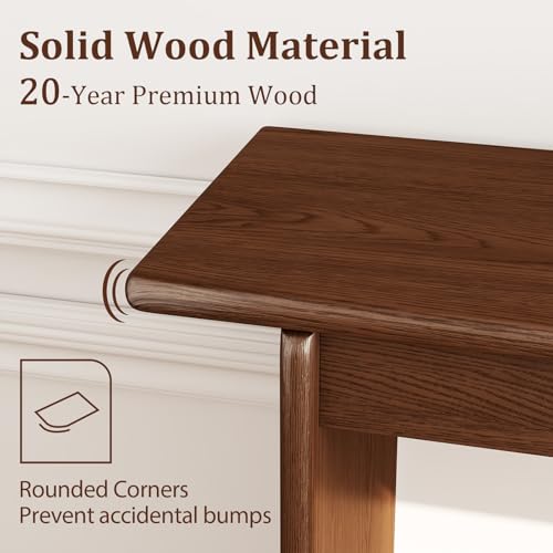 AQIMUELE Walnut Console Table Thin Rubberwood Minimalist Mid-Century Style | Stable and Sturdy 39.4" W x 11.8" D x 31.5" H for Entryway/Sofa Back AQIMUELE