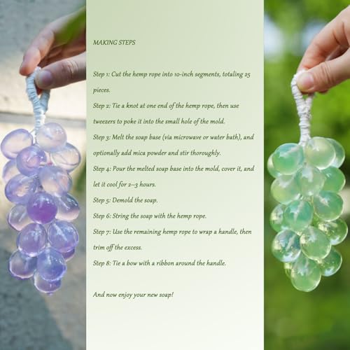 DIY Grape Soap Making Kit for Beginners, Complete Handmade Craft Set with Molds, Jute Rope, Mica Powder, Natural Soap Base & Tools Home Decor, Gift Ready CASADE11